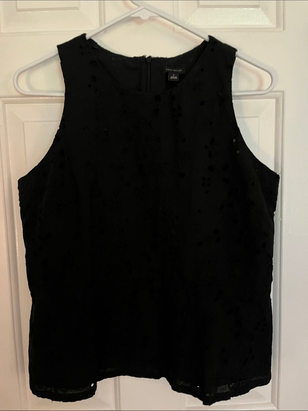 Ann Taylor Black Eyelet Shell